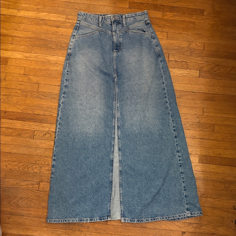 💎NWOT💎 We the Free Come as You Are Denim Maxi Skirt w Slit - Picture 6 of 8
